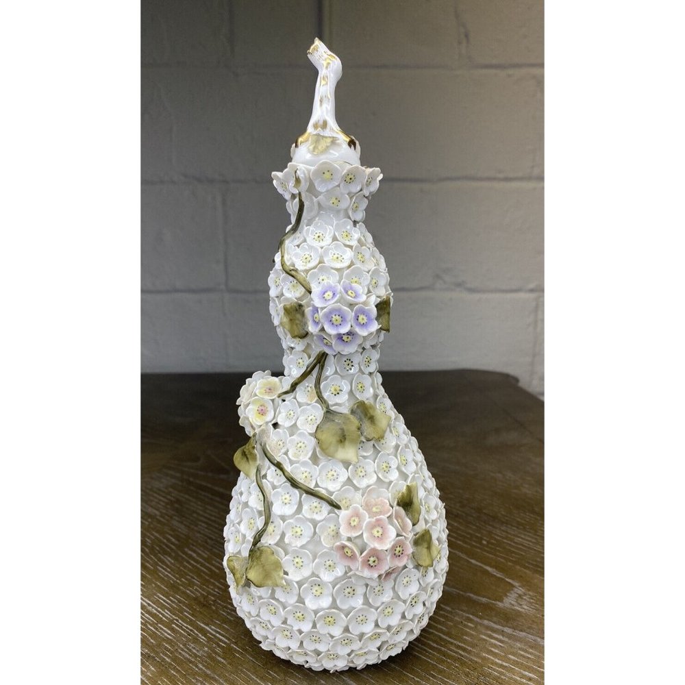 Antique Meissen Style Snowball Schneeballen Flower Perfume Bottle Vanity Cologne